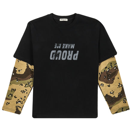 DOUBLE LAYERED CAMO WAFFLE LONGSLEEVE