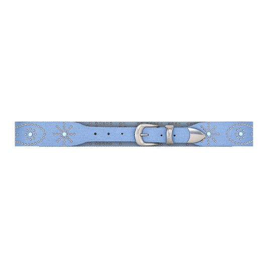 ICE BLUE DENIM STUDDED BELT
