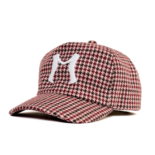 RED WOOL CHECK HAT