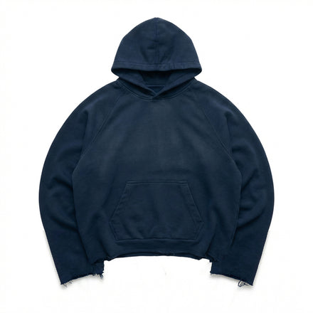 VINTAGE NAVY CUTTED HOODIE
