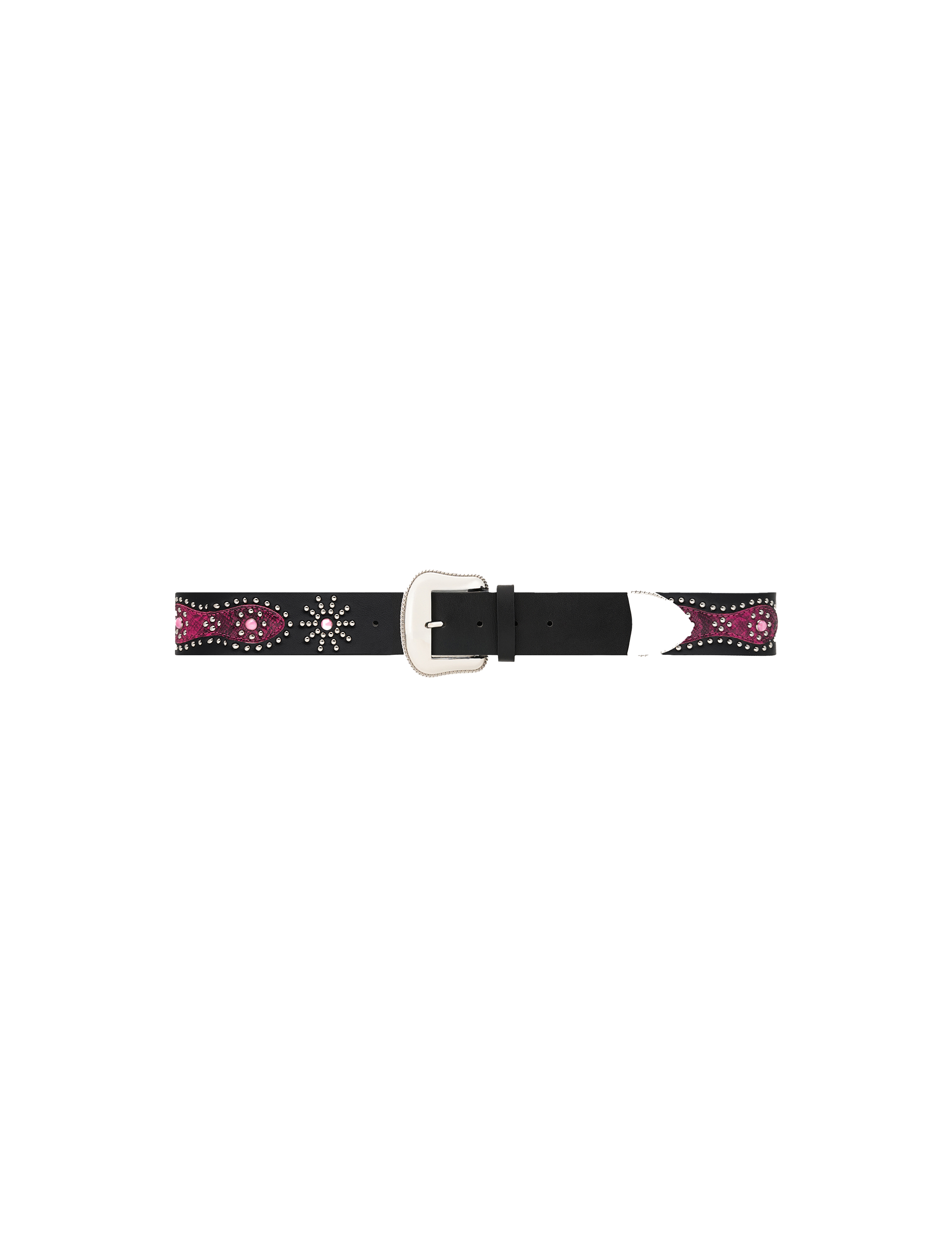 STUDDED BELT SNAKESKIN PINK