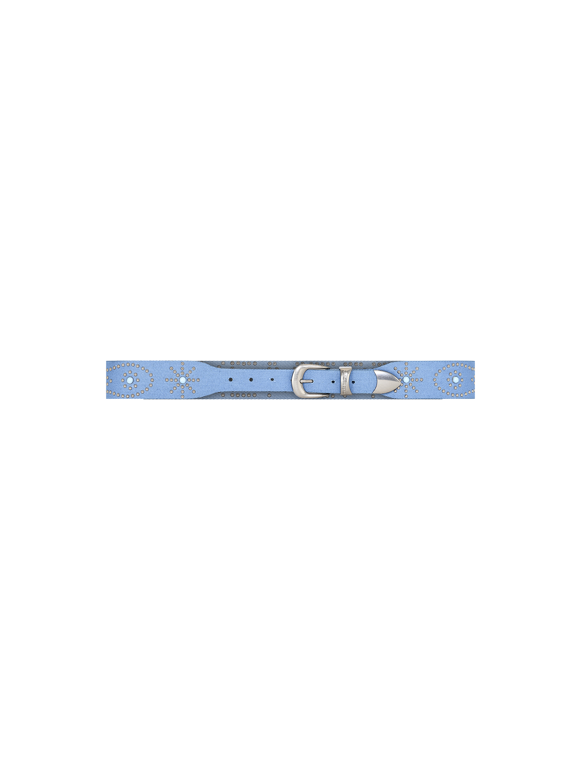 ICE BLUE DENIM STUDDED BELT