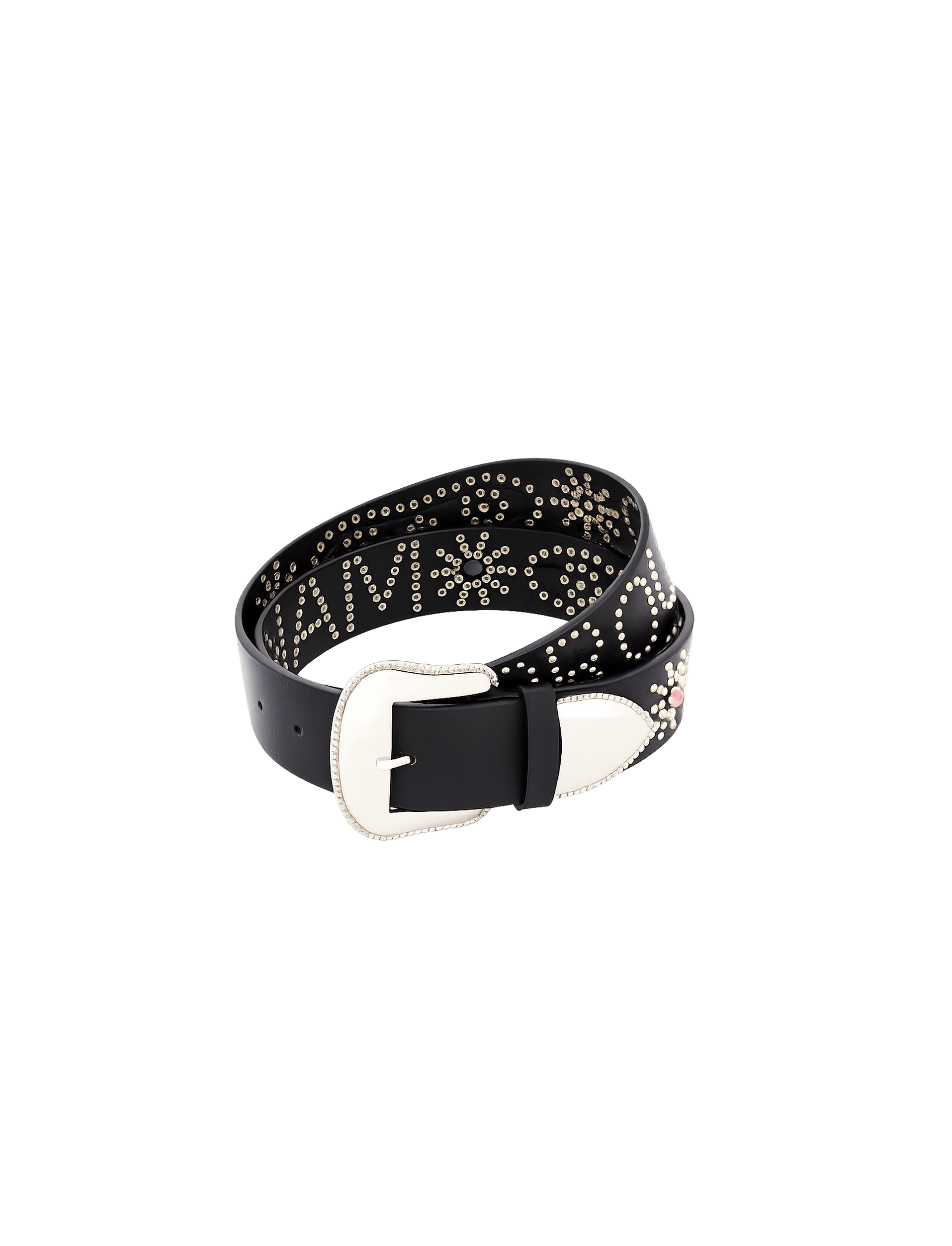 STUDDED BELT SNAKESKIN PINK