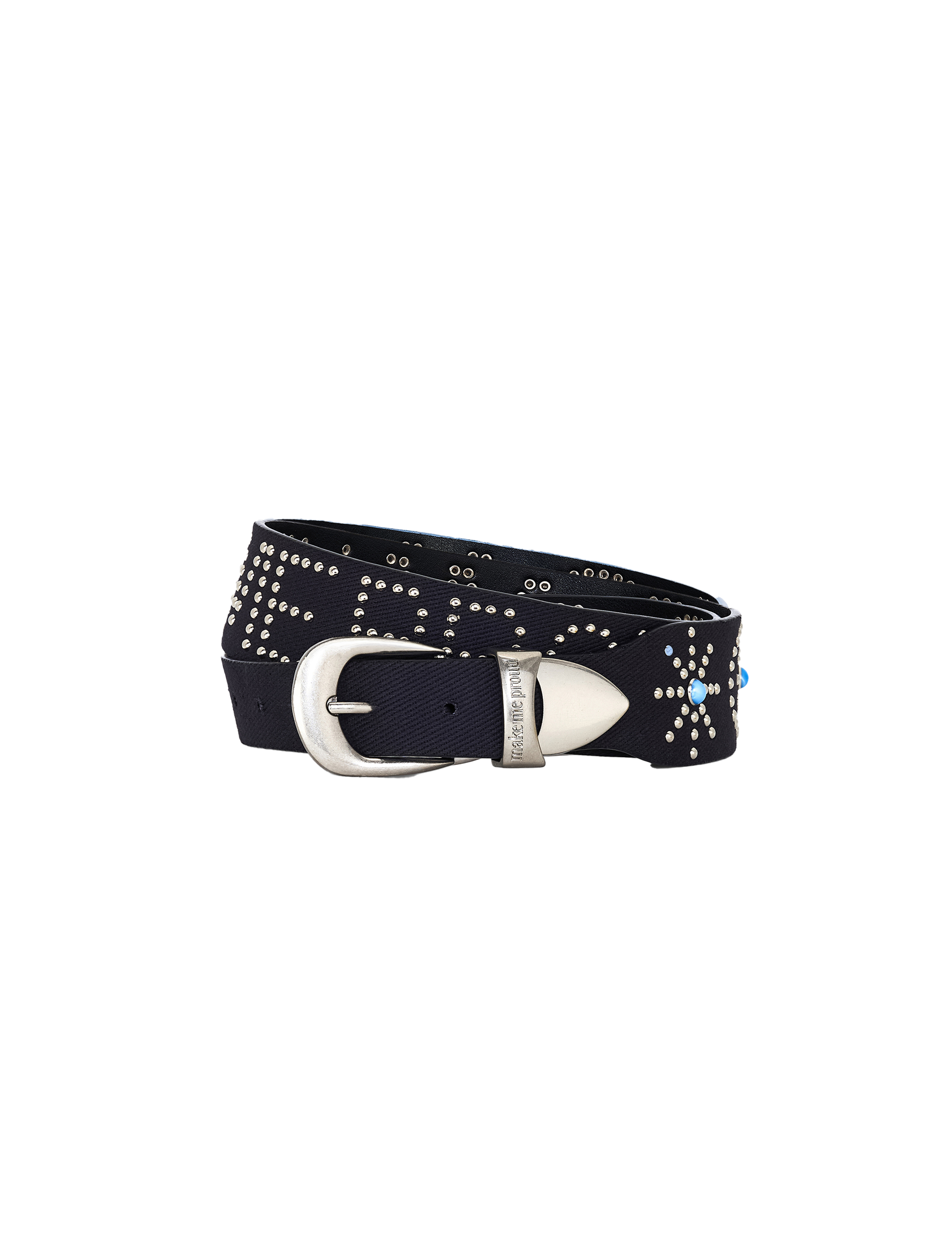 DARK BLUE DENIM STUDDED BELT