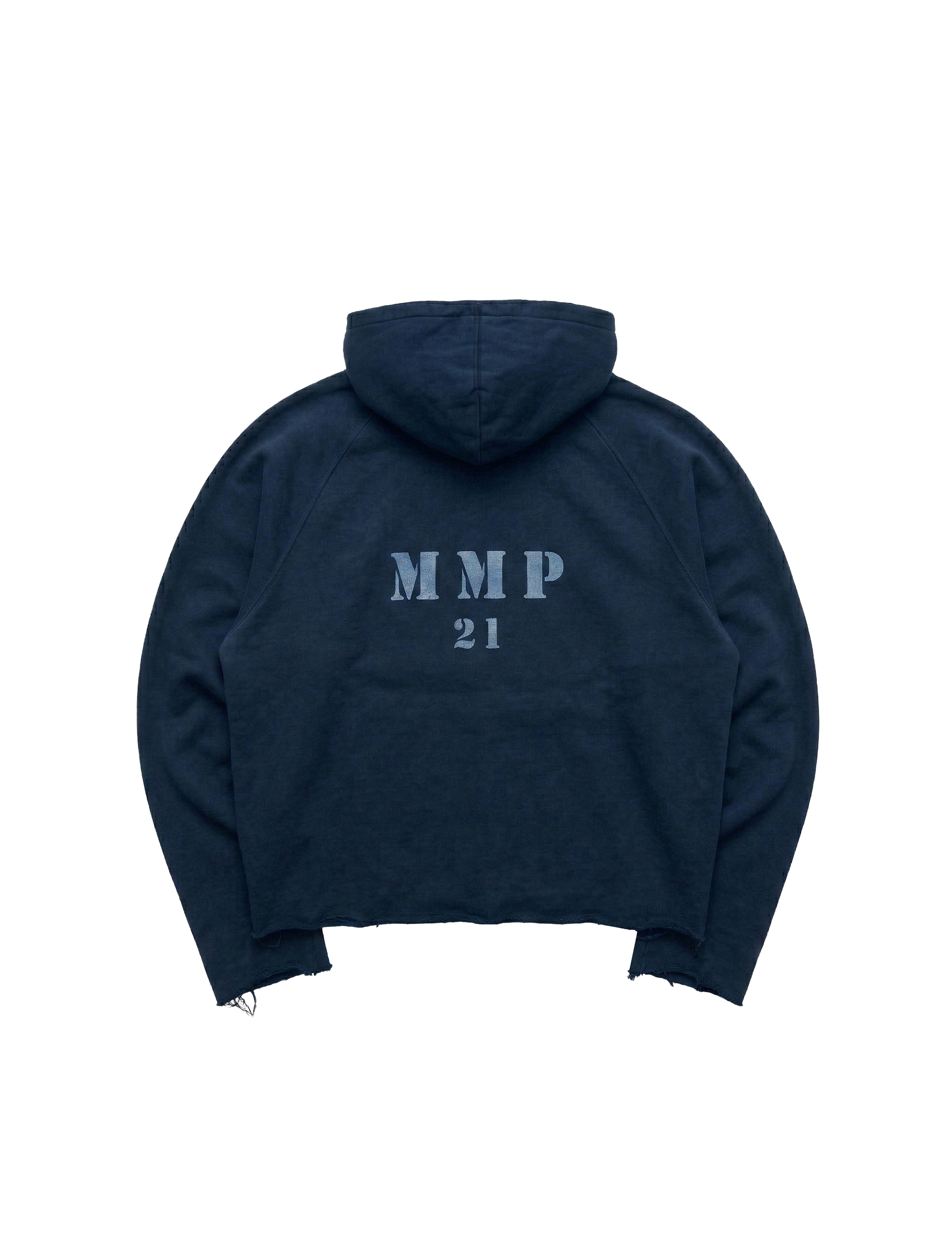 VINTAGE NAVY CUTTED HOODIE