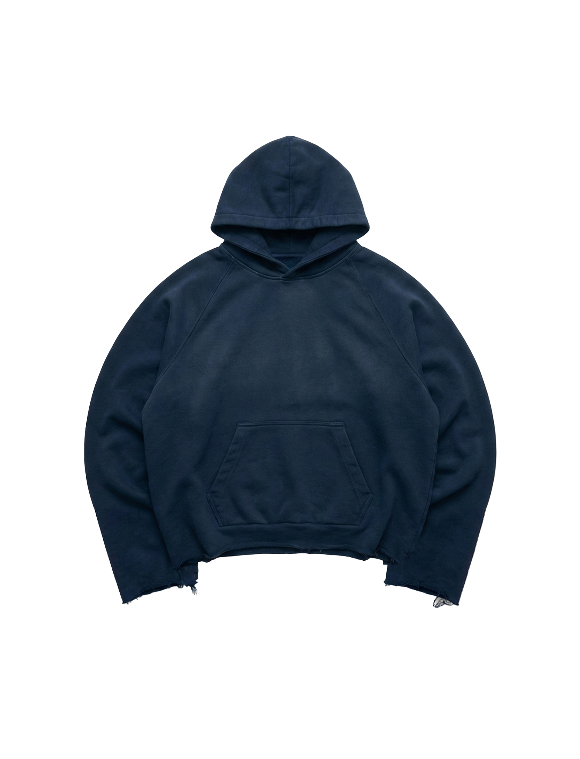 VINTAGE NAVY CUTTED HOODIE
